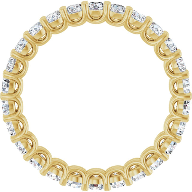 14K Gold Round Natural Diamond Low Profile Eternity Band - 2.25mm Stones - Yellow Gold - view 2