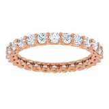 14K Gold Round Natural Diamond Low Profile Eternity Band - 2.25mm Stones - Rose Gold - view 3