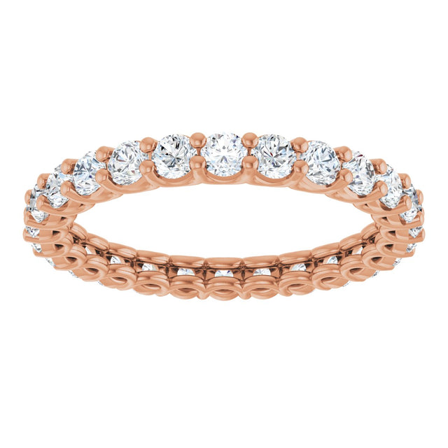 14K Gold Round Lab-Grown Diamond Low Profile Eternity Band - 2.25mm Stones - Rose Gold - view 3