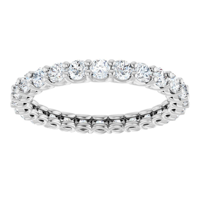 14K Gold Round Lab-Grown Diamond Low Profile Eternity Band - 2.25mm Stones - White Gold - view 3