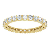 14K Gold Round Natural Diamond Low Profile Eternity Band - 2.25mm Stones - Yellow Gold - view 3