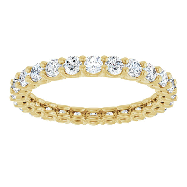 14K Gold Round Lab-Grown Diamond Low Profile Eternity Band - 2.25mm Stones - Yellow Gold - view 3
