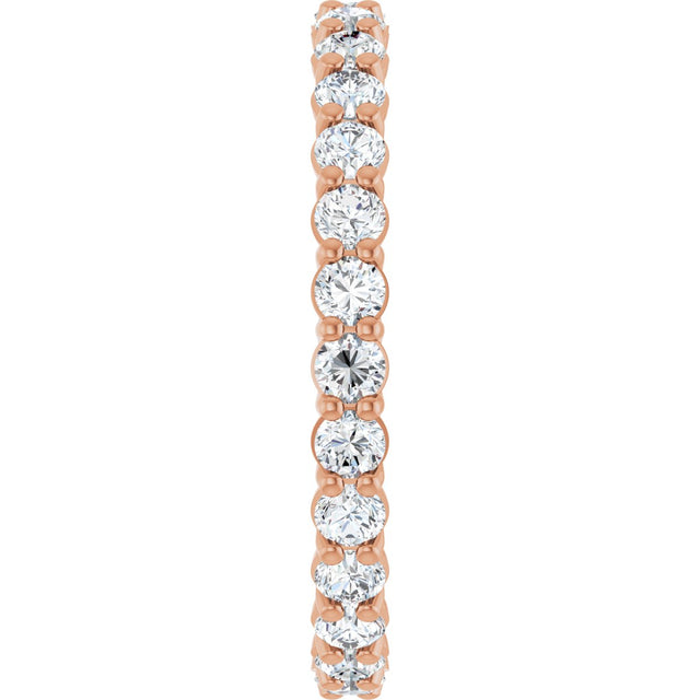 14K Gold Round Lab-Grown Diamond Low Profile Eternity Band - 2.25mm Stones - Rose Gold - view 4