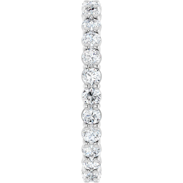 14K Gold Round Natural Diamond Low Profile Eternity Band - 2.25mm Stones - White Gold - view 4