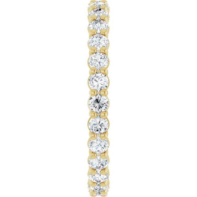 14K Gold Round Natural Diamond Low Profile Eternity Band - 2.25mm Stones - Yellow Gold - view 4
