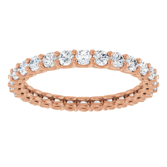 14K Gold Round Lab-Grown Diamond Low Profile Eternity Band - 2.25mm Stones - Rose Gold - view 3