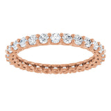 14K Gold Round Natural Diamond Low Profile Eternity Band - 2.25mm Stones - Rose Gold - view 3
