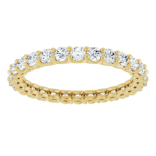 14K Gold Round Natural Diamond Low Profile Eternity Band - 2.25mm Stones - Yellow Gold - view 3