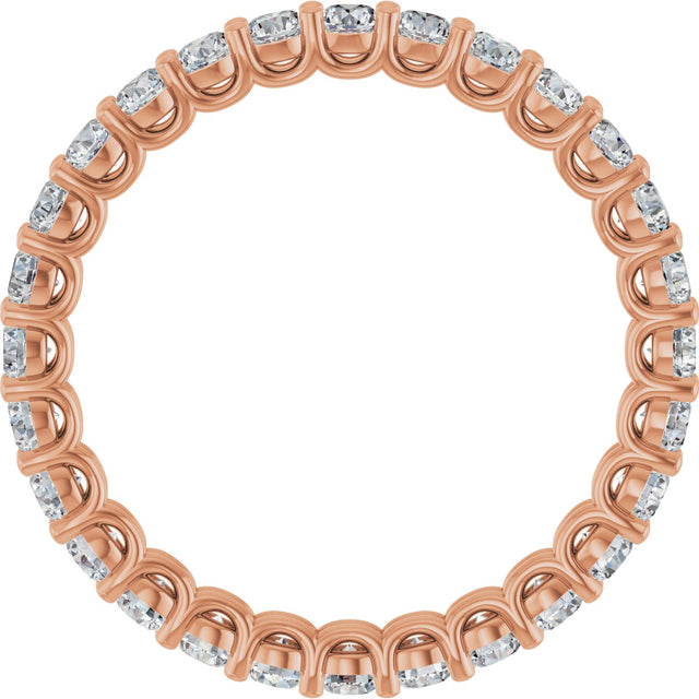 14K Gold Round Natural Diamond Low Profile Eternity Band - 2.25mm Stones - Rose Gold - view 2