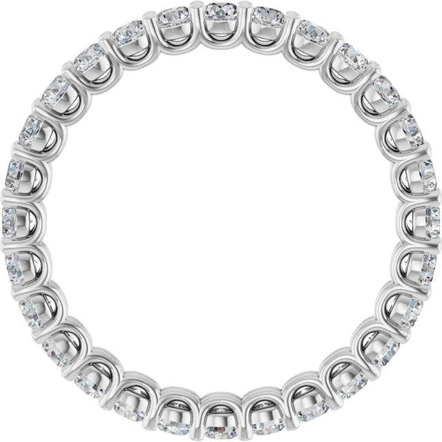 14K Gold Round Natural Diamond Low Profile Eternity Band - 2.25mm Stones - White Gold - view 2