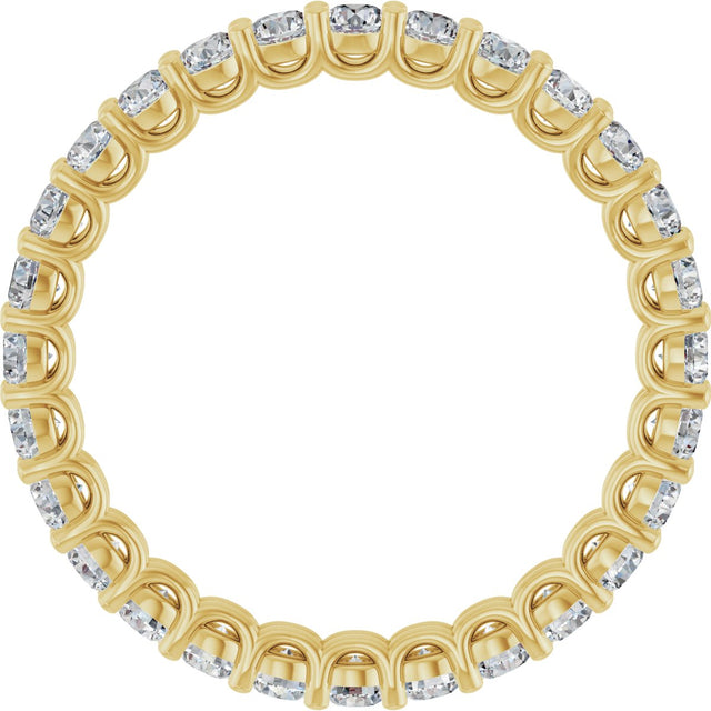 14K Gold Round Natural Diamond Low Profile Eternity Band - 2.25mm Stones - Yellow Gold - view 2