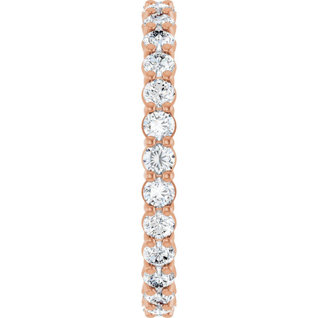 14K Gold Round Lab-Grown Diamond Low Profile Eternity Band - 2.25mm Stones - Rose Gold - view 4