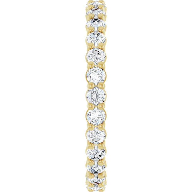 14K Gold Round Natural Diamond Low Profile Eternity Band - 2.25mm Stones - Yellow Gold - view 4