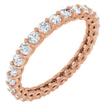 14K Gold Round Natural Diamond Low Profile Eternity Band - 2.25mm Stones - Rose Gold