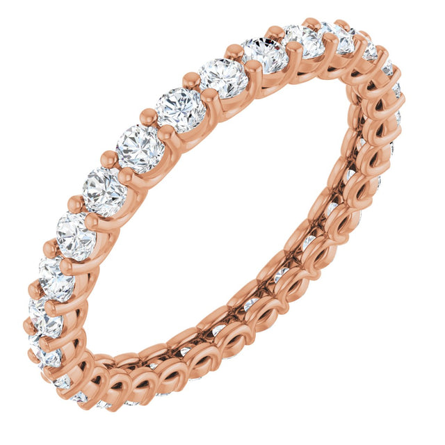 14K Gold Round Lab-Grown Diamond Low Profile Eternity Band - 2.25mm Stones - Rose Gold