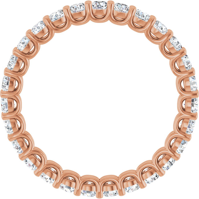 14K Gold Round Lab-Grown Diamond Low Profile Eternity Band - 2.25mm Stones - Rose Gold - view 2