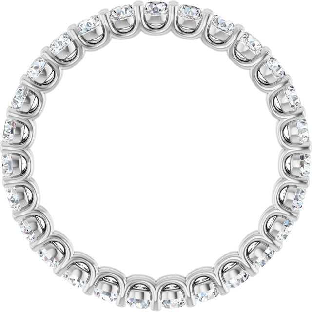 14K Gold Round Natural Diamond Low Profile Eternity Band - 2.25mm Stones - White Gold - view 2