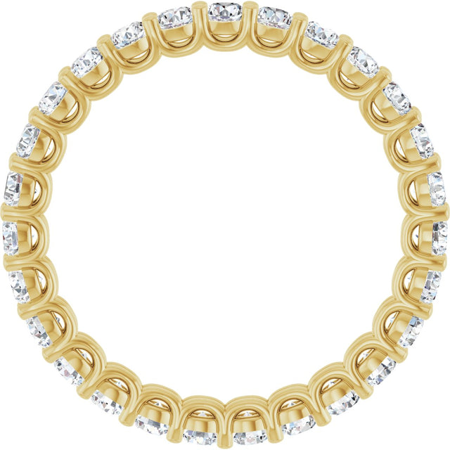 14K Gold Round Natural Diamond Low Profile Eternity Band - 2.25mm Stones - Yellow Gold - view 2