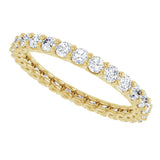 14K Gold Round Natural Diamond Low Profile Eternity Band - 2.25mm Stones - Yellow Gold - view 5
