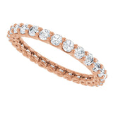 14K Gold Round Natural Diamond Low Profile Eternity Band - 2.25mm Stones - Rose Gold - view 5