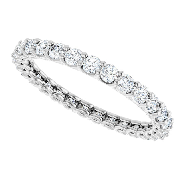 14K Gold Round Natural Diamond Low Profile Eternity Band - 2.25mm Stones - White Gold - view 5