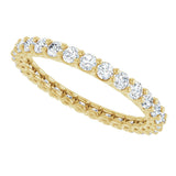 14K Gold Round Natural Diamond Low Profile Eternity Band - 2.25mm Stones - Yellow Gold - view 5