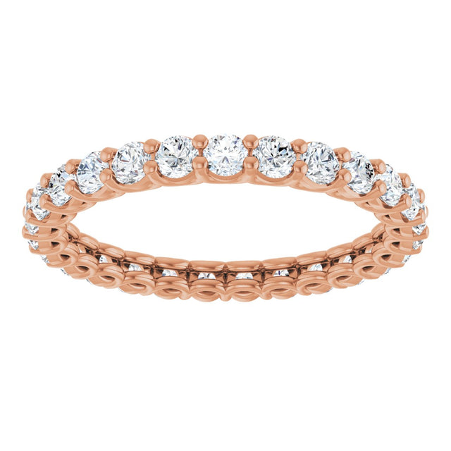 14K Gold Round Natural Diamond Low Profile Eternity Band - 2.25mm Stones - Rose Gold - view 3