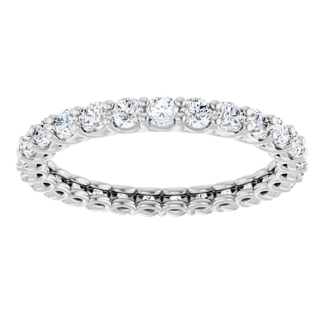 14K Gold Round Natural Diamond Low Profile Eternity Band - 2.25mm Stones - White Gold - view 3