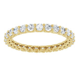 14K Gold Round Natural Diamond Low Profile Eternity Band - 2.25mm Stones - Yellow Gold - view 3