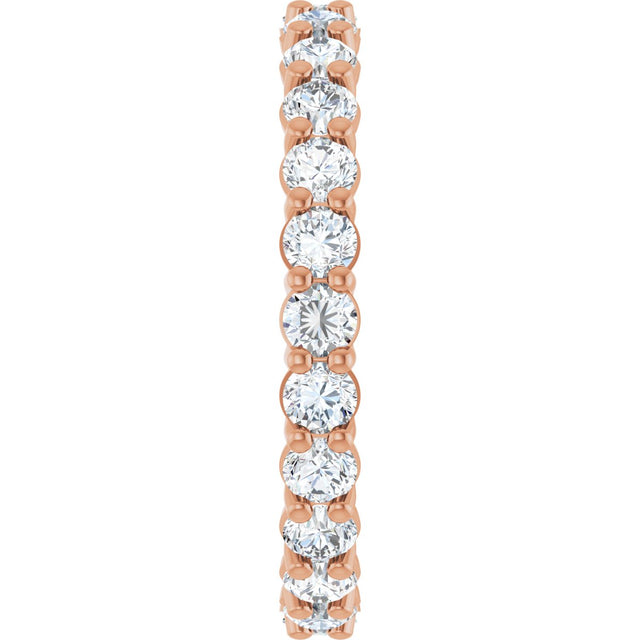 14K Gold Round Natural Diamond Low Profile Eternity Band - 2.5mm Stones - Rose Gold - view 4