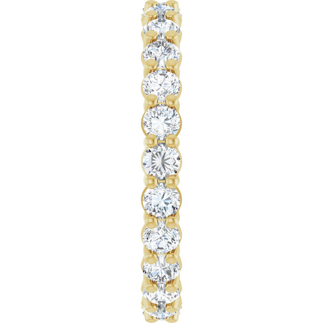 14K Gold Round Natural Diamond Low Profile Eternity Band - 2.5mm Stones - Yellow Gold - view 4