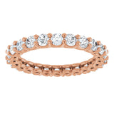 14K Gold Round Lab-Grown Diamond Low Profile Eternity Band - 2.5mm Stones - Rose Gold - view 3