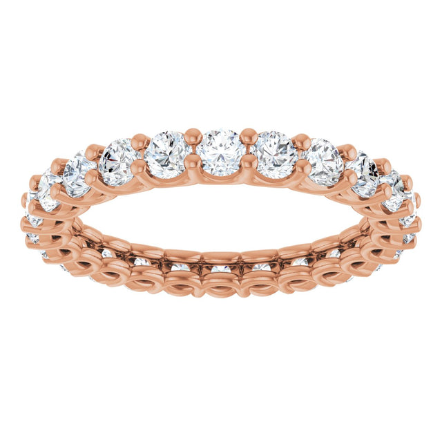 14K Gold Round Lab-Grown Diamond Low Profile Eternity Band - 2.5mm Stones - Rose Gold - view 3