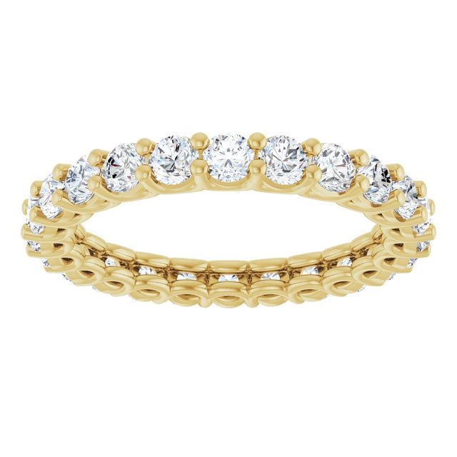 14K Gold Round Natural Diamond Low Profile Eternity Band - 2.5mm Stones - Yellow Gold - view 3