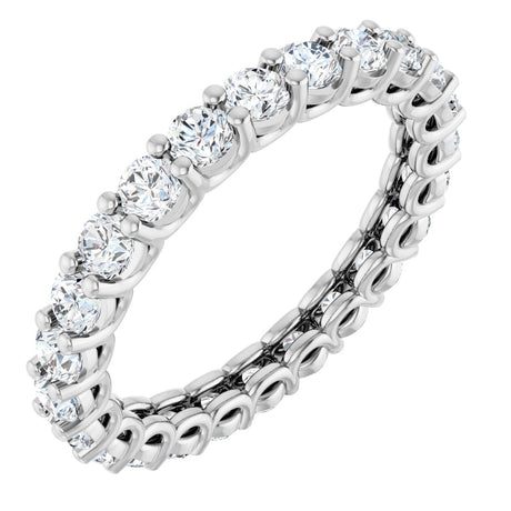 14K Gold Round Natural Diamond Low Profile Eternity Band - 2.5mm Stones - White Gold