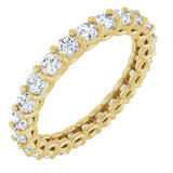 14K Gold Round Natural Diamond Low Profile Eternity Band - 2.5mm Stones - Yellow Gold