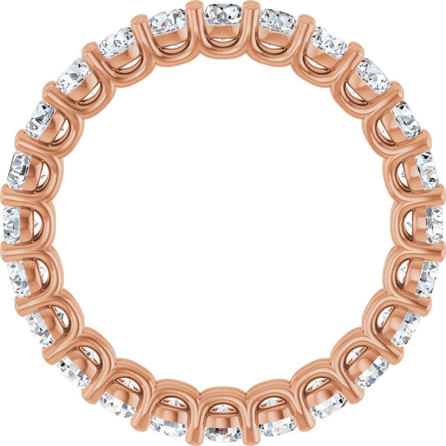 14K Gold Round Natural Diamond Low Profile Eternity Band - 2.5mm Stones - Rose Gold - view 2