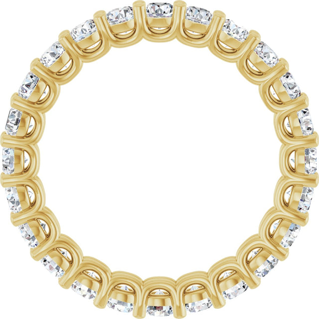 14K Gold Round Natural Diamond Low Profile Eternity Band - 2.5mm Stones - Yellow Gold - view 2