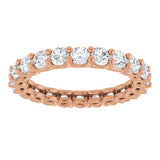 14K Gold Round Natural Diamond Low Profile Eternity Band - 2.5mm Stones - Rose Gold - view 3