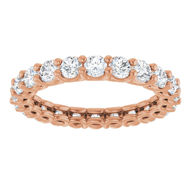 14K Gold Round Natural Diamond Low Profile Eternity Band - 2.5mm Stones - Rose Gold - view 3