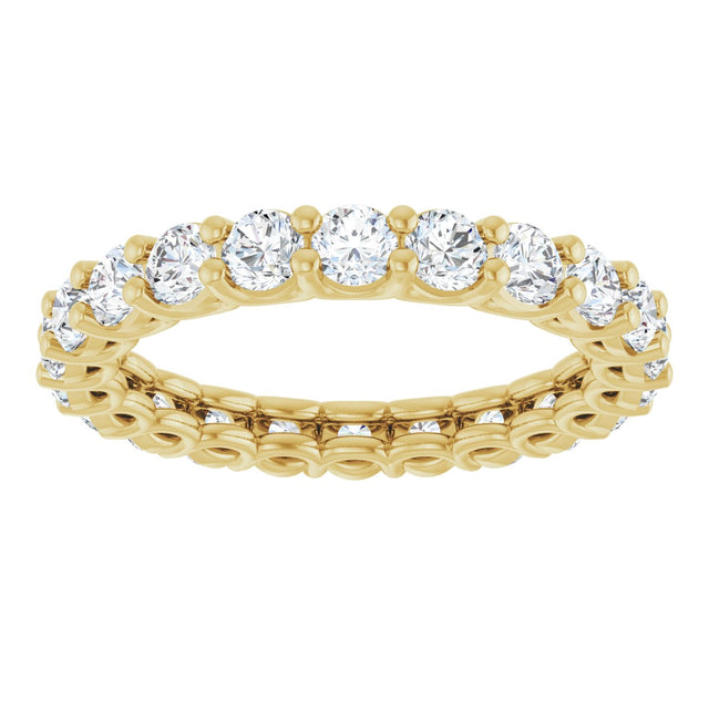 14K Gold Round Natural Diamond Low Profile Eternity Band - 2.5mm Stones - Yellow Gold - view 3