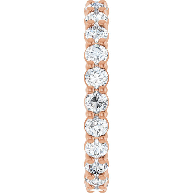14K Gold Round Natural Diamond Low Profile Eternity Band - 2.5mm Stones - Rose Gold - view 4