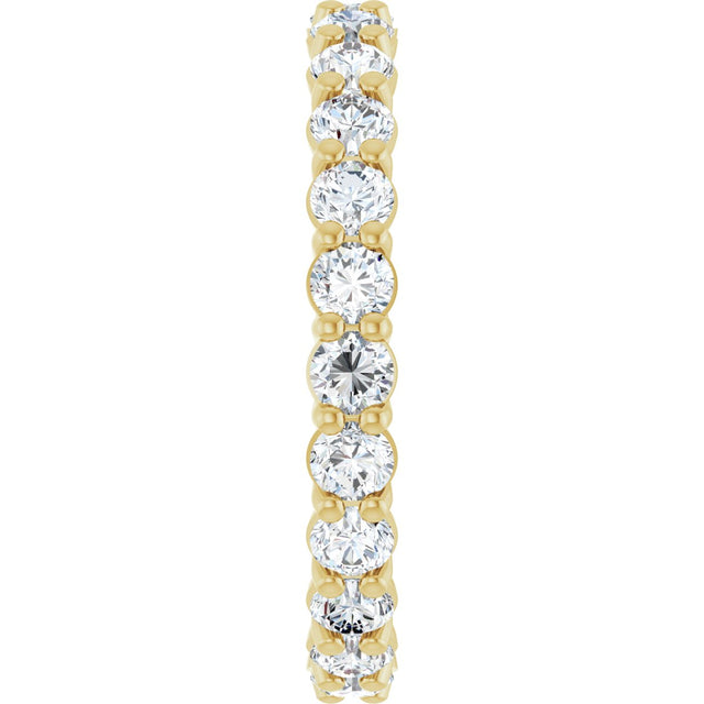 14K Gold Round Natural Diamond Low Profile Eternity Band - 2.5mm Stones - Yellow Gold - view 4
