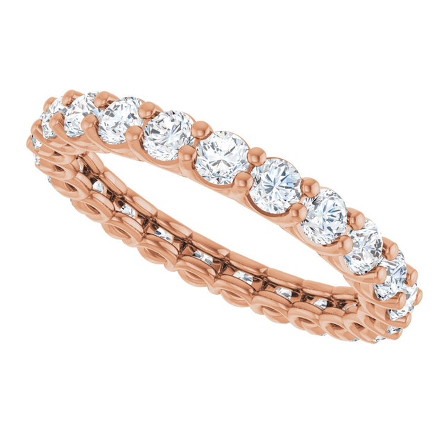 14K Gold Round Lab-Grown Diamond Low Profile Eternity Band - 2.5mm Stones - Rose Gold - view 5