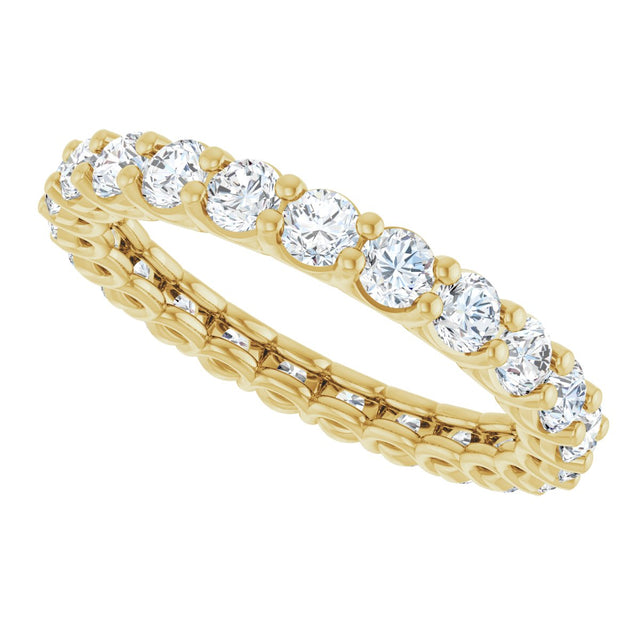 14K Gold Round Lab-Grown Diamond Low Profile Eternity Band - 2.5mm Stones - Yellow Gold - view 5