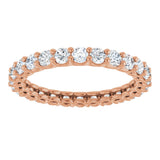 14K Gold Round Natural Diamond Low Profile Eternity Band - 2.5mm Stones - Rose Gold - view 3