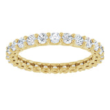 14K Gold Round Natural Diamond Low Profile Eternity Band - 2.5mm Stones - Yellow Gold - view 3