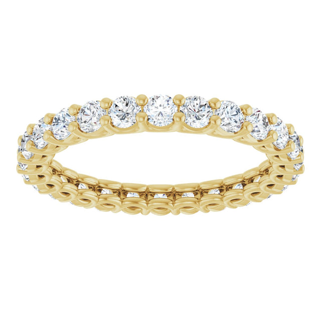14K Gold Round Natural Diamond Low Profile Eternity Band - 2.5mm Stones - Yellow Gold - view 3