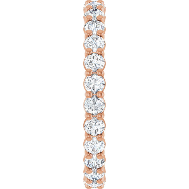 14K Gold Round Lab-Grown Diamond Low Profile Eternity Band - 2.5mm Stones - Rose Gold - view 4
