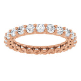 14K Gold Round Lab-Grown Diamond Low Profile Eternity Band - 2.5mm Stones - Rose Gold - view 3